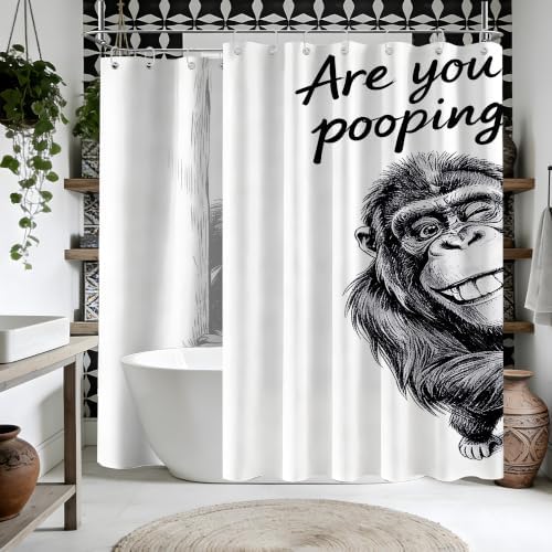 Extra Long Shower Curtain Fun Monkey Clawfoot Tub, 108 x 72 in