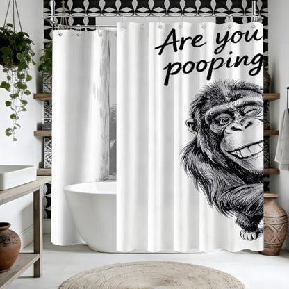 Extra Long Shower Curtain Fun Monkey Clawfoot Tub, 108 x 72 in