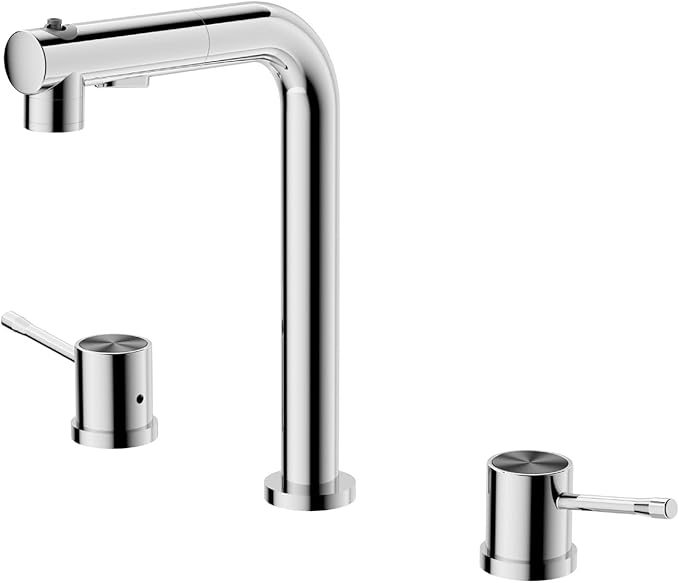3 Hole Basin Faucets Pull Out Basin Mixer Faucet Brass-Chrome Plated