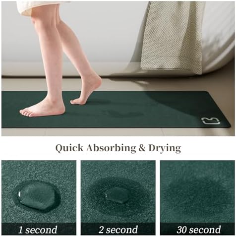 Dark Green Long Bathroom Rugs Large Stone Bath Mat for Bathroom,15.7"x47.2"