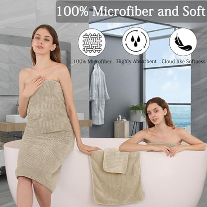 8 Piece Bath Towel Set-2 Oversized Bath Sheets(35"x70"),2 Hand Towels,4 Washcloths-Extra Large Microfiber Towel Sets,Less Lint Highly Absorbent & Quick Dry Bath Towels for Bathroom Gym Pool,Camel