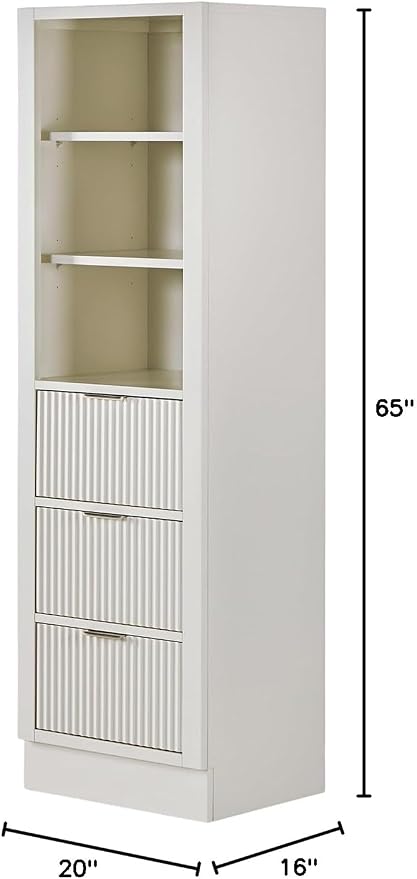 ARIEL Milan Bathroom Storage Cabinet 65”H x 20”W x 16”D Warm White