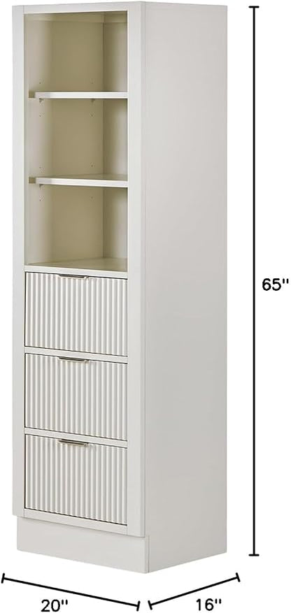 ARIEL Milan Bathroom Storage Cabinet 65”H x 20”W x 16”D Warm White