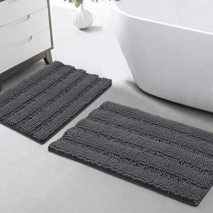 Turquoize Bathroom Rug Set, 2 Piece Soft Absorbent Chenille Bath Rug Set