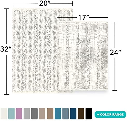 Turquoize Bathroom Rug Set, 2 Piece Soft Absorbent Chenille Bath Rug Set