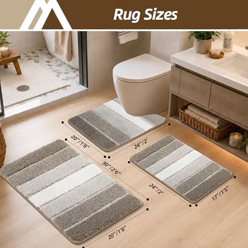 COSY HOMEER Bathroom Rugs 24x17,Ultra Soft Absorbent Bath Mat,Brown