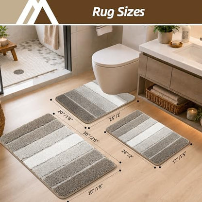 COSY HOMEER Bathroom Rugs 24x17,Ultra Soft Absorbent Bath Mat,Brown