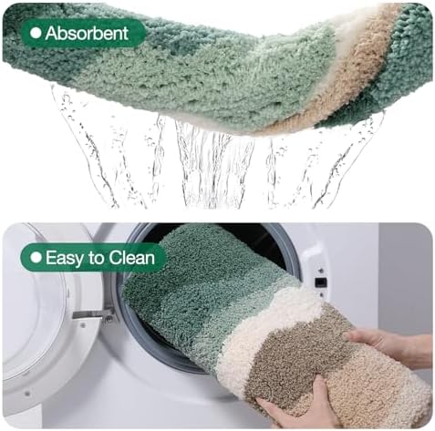 LUMI Coastal Bathroom Rug Soft Microfiber Absorbent Bath Mat 16x24