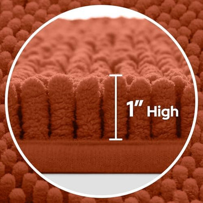 HOMEIDEAS Fall Bathroom Rugs Set of 3, Non Slip Bath Mat, Burnt Orange