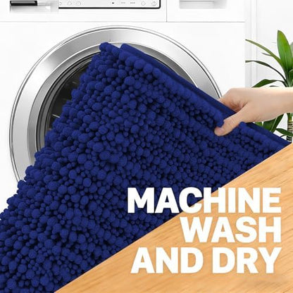 OLANLY Large Bathroom Rugs 59x35, Thick Soft Absorbent Chenille Bath Rugs