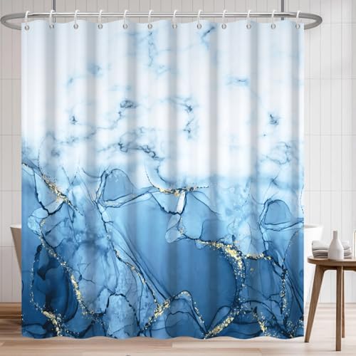 Light Blue Extra Long Waterproof Shower Curtain 72x96 inches