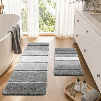 COSY HOMEER Bathroom Rugs 24x17,Ultra Soft Absorbent Bath Mat,Dark Gray