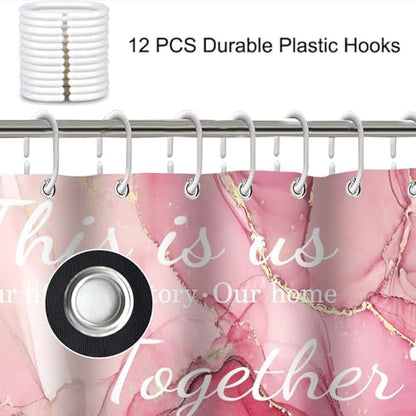 4Pcs Family Marble Shower Curtain Sets with Rugs