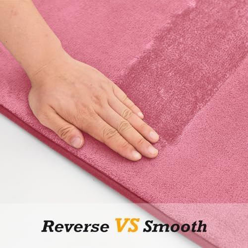 HUXMEYSON Bathroom Rugs Sets 3 Piece, Non-Slip & Quick Dry Bath Mat Set, Ultra Soft Velvet Bath Rugs for Bathroom, Toilet and Shower Floor, Pink