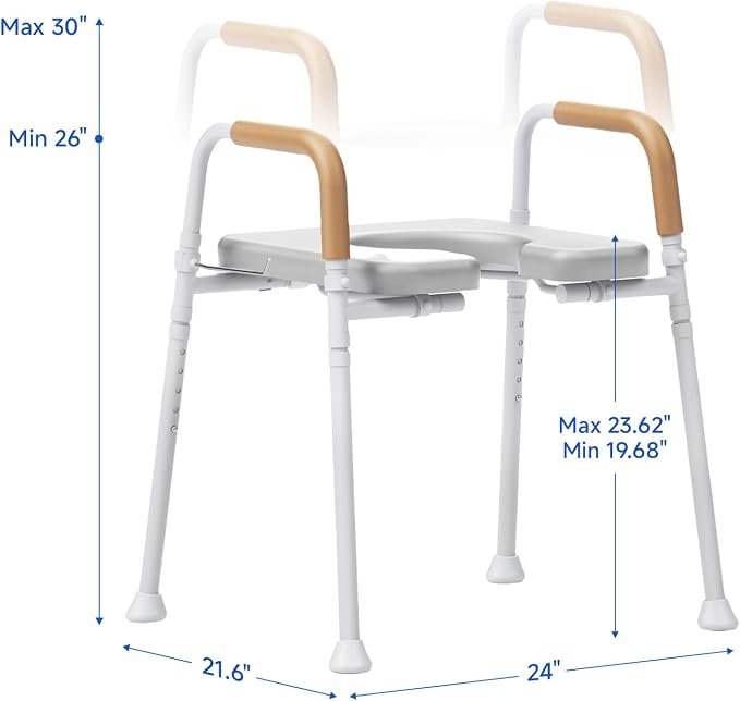 Upgraded Toilet Seat Riser with Memory Foam Padded Seat for Seniors | Adjustable Height Raised Toilet Seat with Handles for Pregnant, Disabled, Handicapped, 350 lb Capacity, Flip-Up Seat