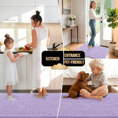 OLANLY Thick Chenille Absorbent Bathroom Rugs Mat 30x20, Lavender