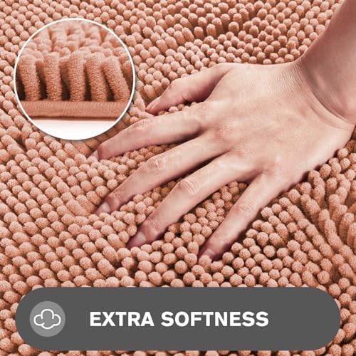 Bathroom Rugs 30 x 50 Inch – Extra Large Bath Mat | Absorbent and Washable Thick Chenille Bath Rugs Non-Slip Runner Rug for Bathroom, Shower, Tub(Dusty Pink)