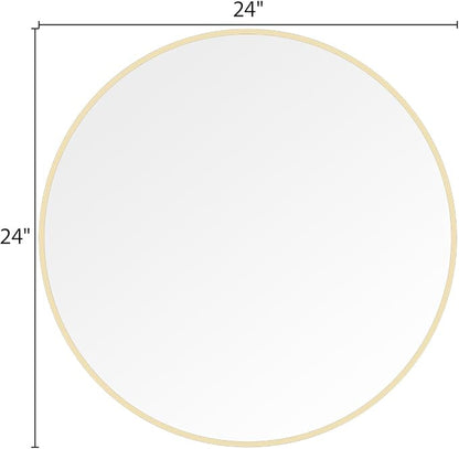 24 inch Round Mirror Gold Circle Wall Mirror for Bathroom with Metal Framed, Round Wall Mirror for Wall Decor, Vanity, Entryway Living Room