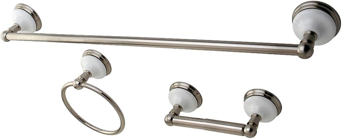 Kingston Brass BAK111148SN Victorian 3-Piece -Towel Bar Bathroom Hardware Set, Brushed Nickel