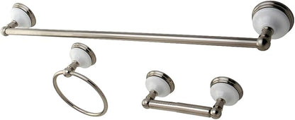 Kingston Brass BAK111148SN Victorian 3-Piece -Towel Bar Bathroom Hardware Set, Brushed Nickel