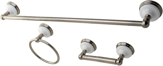 Kingston Brass BAK111148SN Victorian 3-Piece -Towel Bar Bathroom Hardware Set, Brushed Nickel