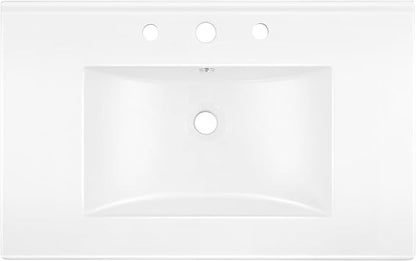 JONATHAN Y SNK1002A Ancillary 3-Hole 30 in. W x 18.25 in. D Classic Contemporary Rectangular Ceramic Single Sink Basin Vanity Top, White