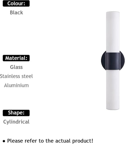 18" Modern Wall Sconce with Frosted Glass Shades, for Bathroom Mirror Bedroom Living Room Hallway, Black Finish