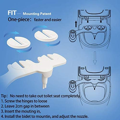 Bidet AMI 930-Fresh Water Non-Electric Mechanical Bidet Attachment-Selfcleaning Dual Nozzles of Wash and Women Wash Toilet Bidets