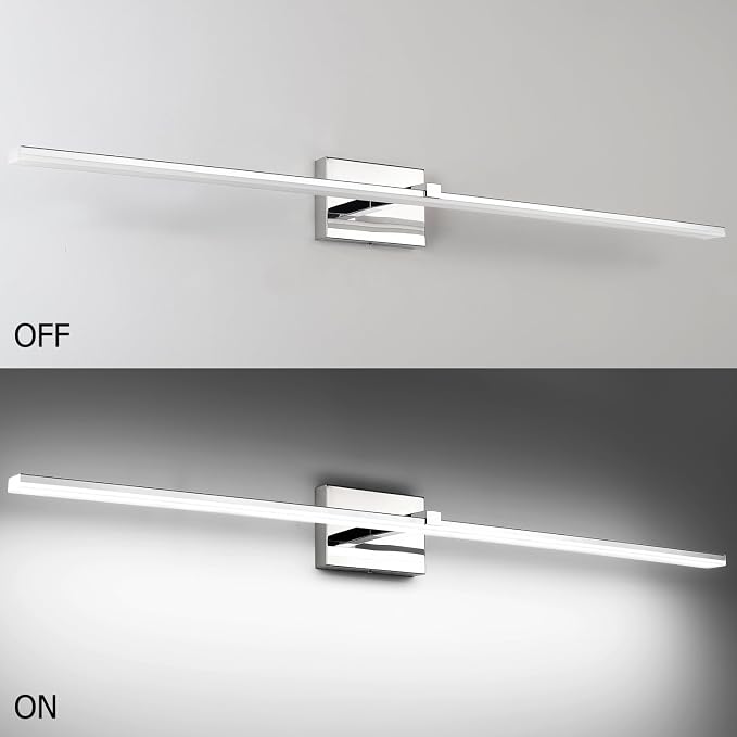 Modern Bathroom Vanity Light 48 inch 32W Dimmable 5CCT LED Bathroom Light Fixture Over Mirror Chrome Vanity Lights Bar for Bath