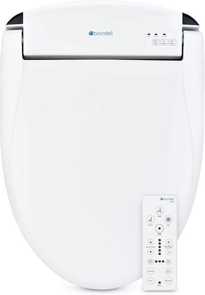 Brondell Swash SE600 Bidet Toilet Seat, Fits Elongated Toilets, White - Oscillating Stainless-Steel Nozzle, Warm Air Dryer, Ambient Nightlight