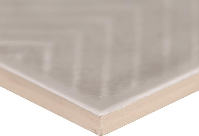 M S International Urbano Warm Concrete 3D Mix Glossy Ceramic Subway Tile for Bathroom, Kitchen Backsplash, Accent Wall, and Shower