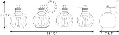 Progress Lighting P300052-104 Hansford Bath & Vanity, 4 Light, Polished Nickel