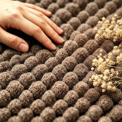 SUBRTEX Bathroom Rugs, U Shaped Chenille Bath Rug 24" x 20" Soft Short Plush Bath Mat Soft Shower Mat Water Absorbent Shower Mat Quick Dry Machine Washable, Brown