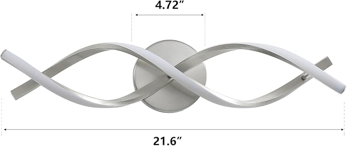 Modern Nickel LED Vanity Lighting,Bathroom Light Fixture Over Mirror,21 Inch,6000K Cool White