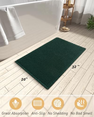 Upgraded Waffle Bath Mat Ultra Absorbent Non Slip Bathroom Mat, 20" x 32"