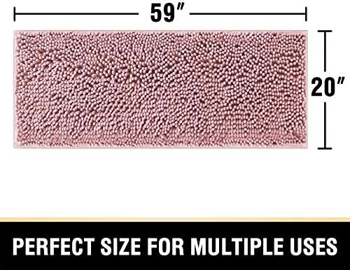 H.VERSAILTEX Bathroom Rugs Bath Mat Bath Rugs Bath Mats for Bathroom Non Slip Extra Thick Buncy Soft Chenille Bath Rug Fulffy Shag, Indoor Rug for Entry Living Room (Coral Pink, Large 59" x 20")