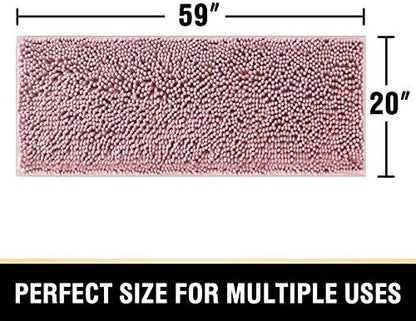 H.VERSAILTEX Bathroom Rugs Bath Mat Bath Rugs Bath Mats for Bathroom Non Slip Extra Thick Buncy Soft Chenille Bath Rug Fulffy Shag, Indoor Rug for Entry Living Room (Coral Pink, Large 59" x 20")