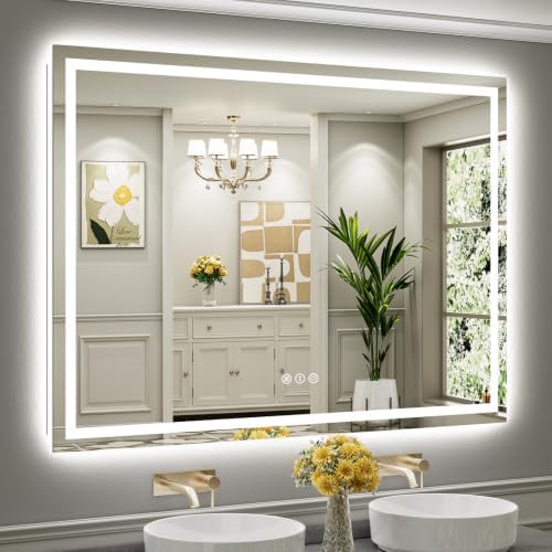 66x48 Inch LED Bathroom Mirror with Lights, Dual Lit Anti-Fog