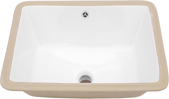 Mocoloo Undermount Bathroom Sink 20 x 15 Rectangle Porcelain White Ceramic Bathroom Sink 7 1/2 Inch Deep with Overflow Drain Lavatory Vanity Sink Under Mounted the Counter