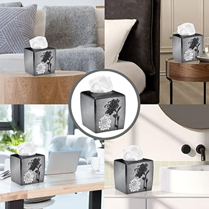 Zahari Home 2pc Erica Bathroom Decor Set Waste Basket for Bathroom & Tissue Cover Modern Classic Decor Stylish Unique Design Beautiful Grey Bathroom Accessories Set