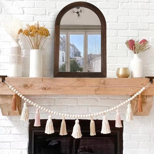 LOSOUR 2 Pack Arched Mirror, Farmhouse Decor Solid Wood Frame Wall Mirror,Vintage Bathroom Mirrors for Bathroom, Living Room,Bedroom, Entryway, Hallway,Foyer (Coffee, 2 Pack-30 L x 20" W)