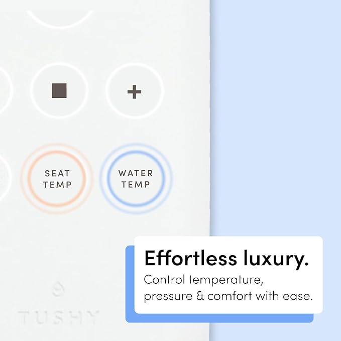 TUSHY Ace 2.0 Round Electric Bidet & Heated Seat. A Luxury Clean. Seat Sensor & Soft Close Lid. Self Cleaning Nozzle, Remote Control Water Temp, Pressure Control, and Air Drier.