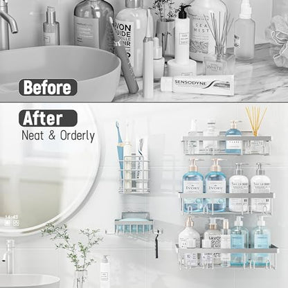 Liuoud 10 Pack Shower Caddy for Inside Shower Silver Bathroom Storage Decor