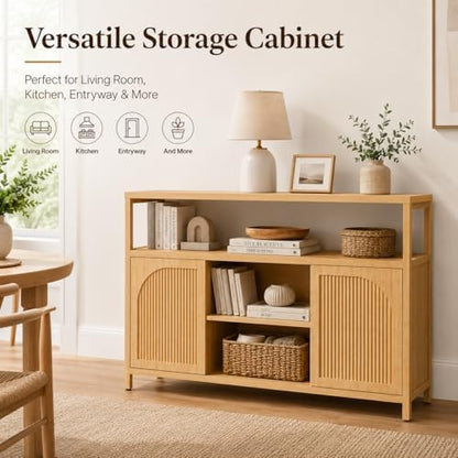 49" Bamboo Buffet Cabinet with Storage, Natural Sideboard Cabinet