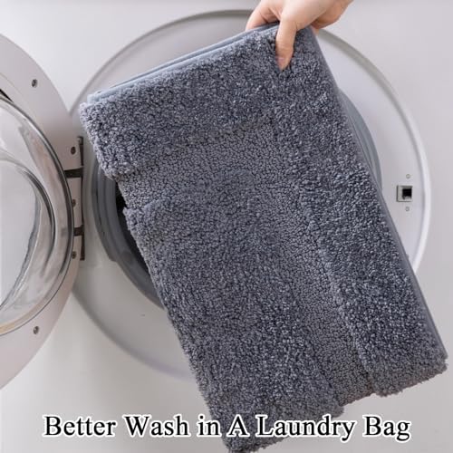 SHACOS Soft Microfiber Bathroom Rugs Set of 2 Pieces, Dark Grey
