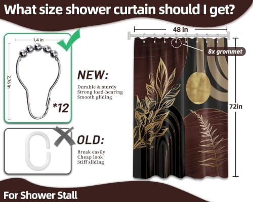 Dark Brown and Gold Stall Shower Curtain, 48X72 in Narrow Small