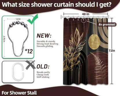 Dark Brown and Gold Stall Shower Curtain, 48X72 in Narrow Small