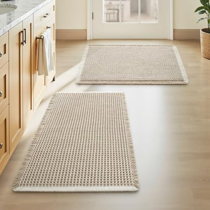 Upgraded Waffle Bath Mat Set of 2 Absorbent Non Slip Bathroom Mat 18" x 30"