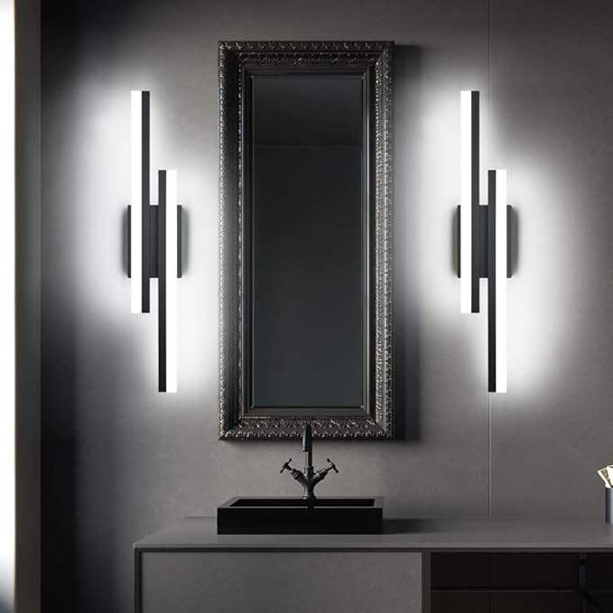 PRESDE 24 Inch LED Vanity Light Bar, Modern Black Bathroom Light Fixtures Over Mirror Dimmable