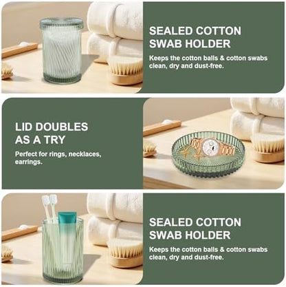 Green Glass Bathroom Accessories Set,Soap Dispenser,Toothbrush Holder,Tray